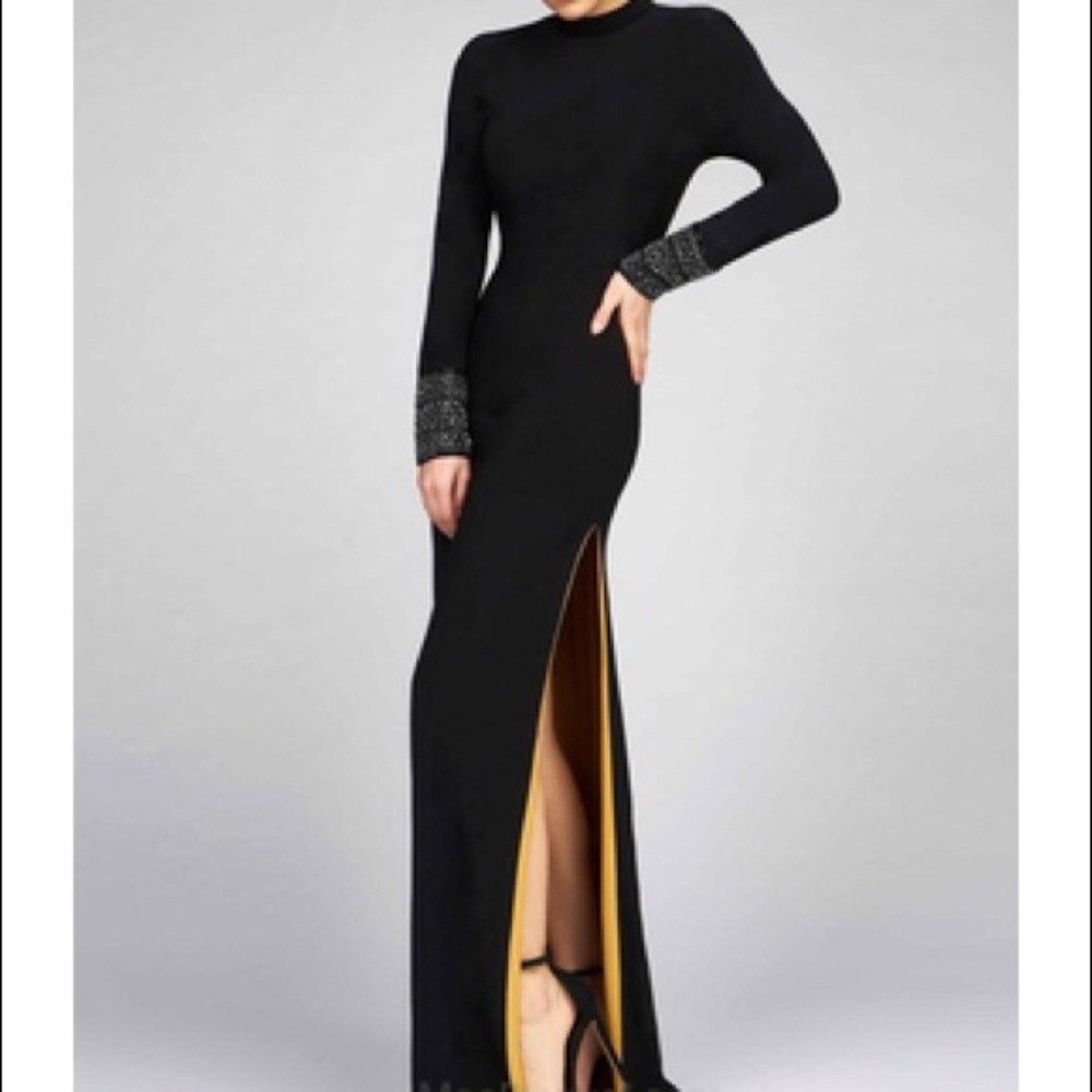 long sleeve black formal dress sleeve detail
